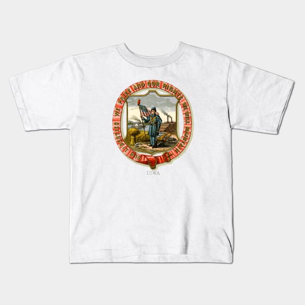 1876 Iowa Coat of Arms Kids T-Shirt by historicimage